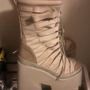 Dolls Kill Cream Platform Boots
